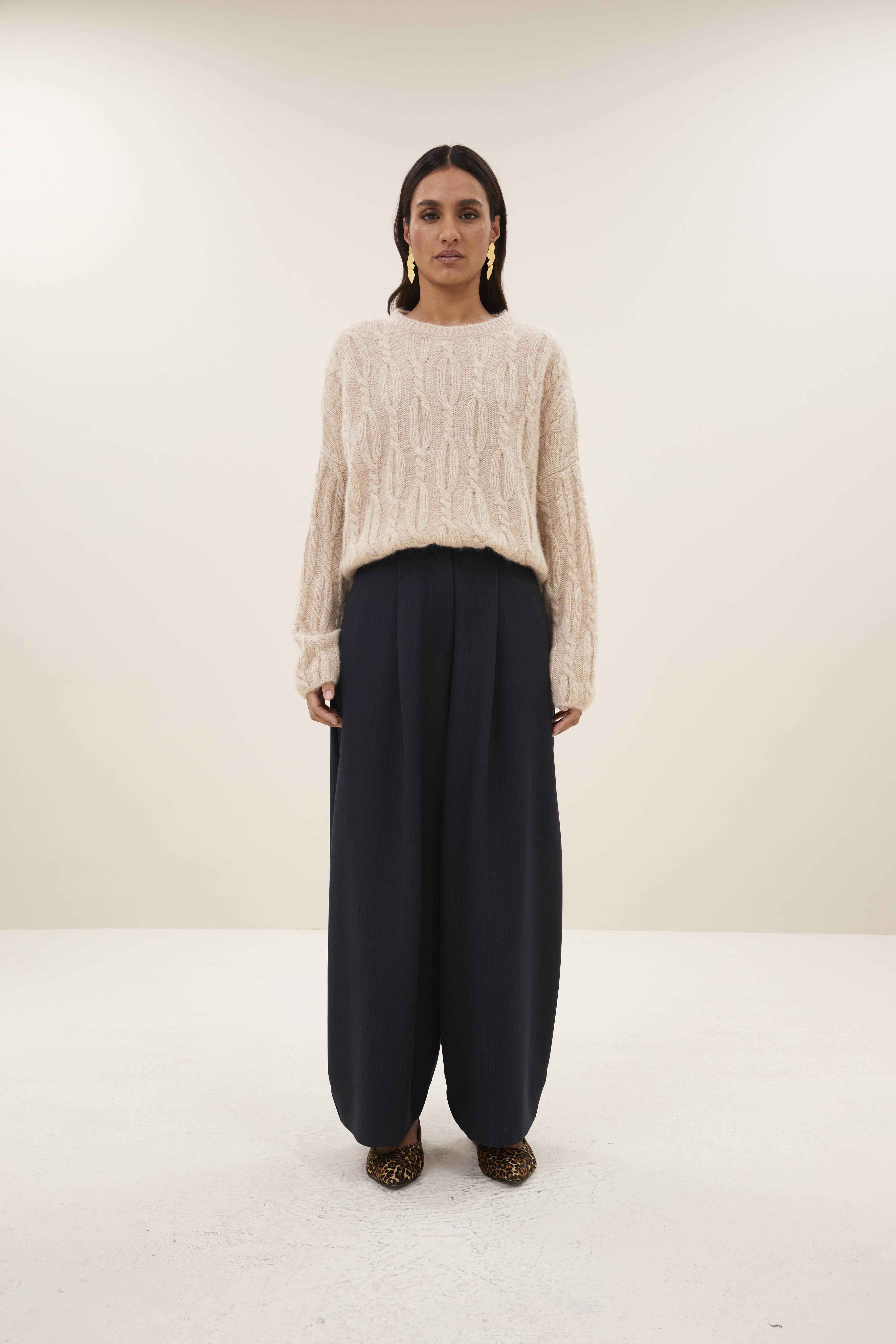 By-Bar Lora Pullover Chalk Damen Alpaka Wolle beige